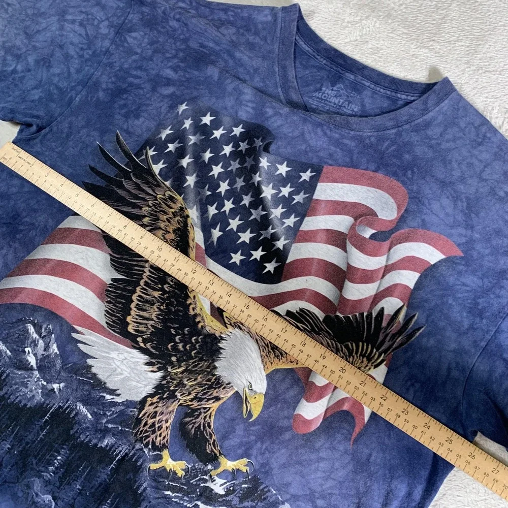 The Mountain Shirt Mens 2XL Blue Bald Eagle American Flag Monarch Crest‎ Tie Dye - Picture 4 of 10